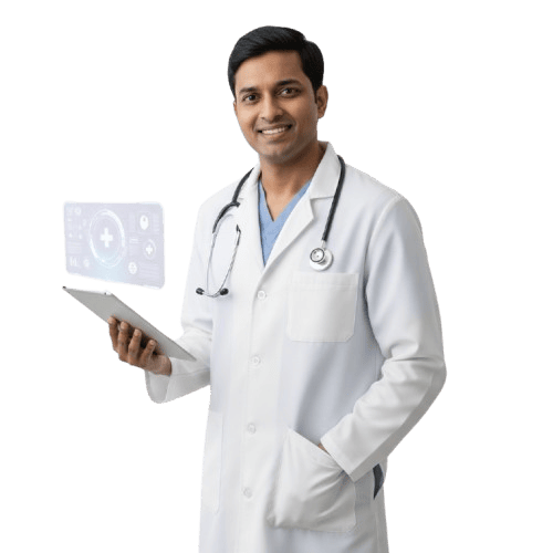 Doctor with phone